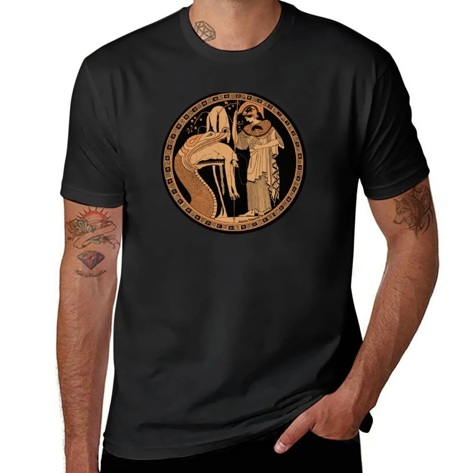 

Футболка Athena and the Serpent of colchi, тяжелые мужские футболки размера выше