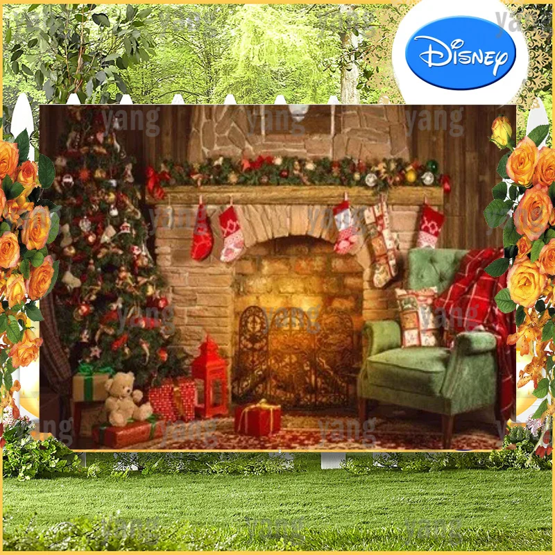 

Фон на заказ с зеленым диваном красивым мультяшным деревом баннером для спальни с новогодним украшением праздничный фон с рождественским подарком