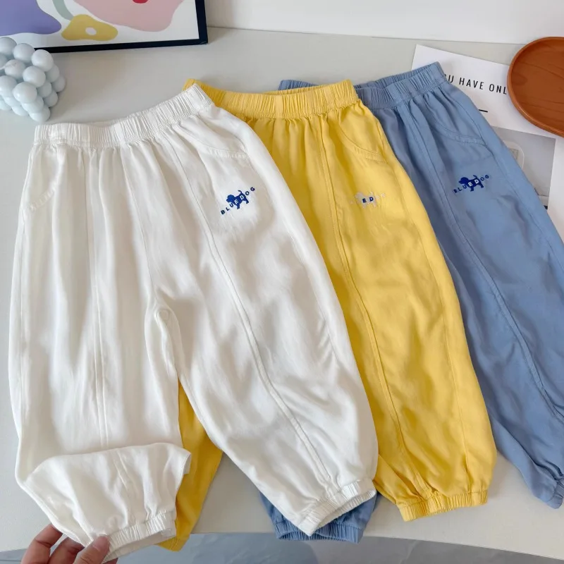 소년과 소녀를 위한 간단한 모기 방지 긴 바지 용 에어컨 바지 다용도 순면 긴 바지 통기성