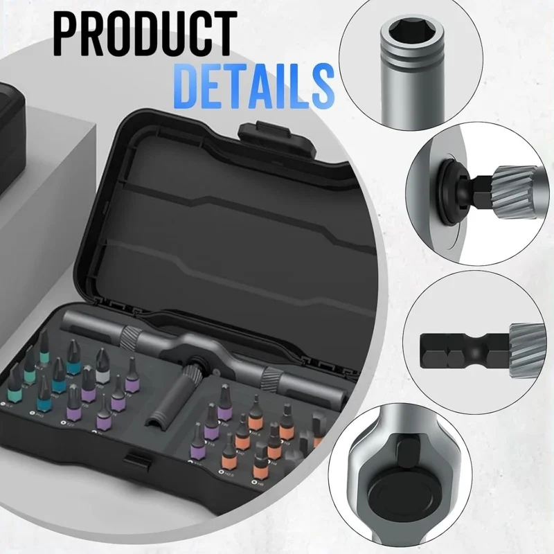 Multifunctional 24-in-1 Ratchet Screwdriver Set - Compact Portable Tool with Removable T-Handle and Magnetic Bits