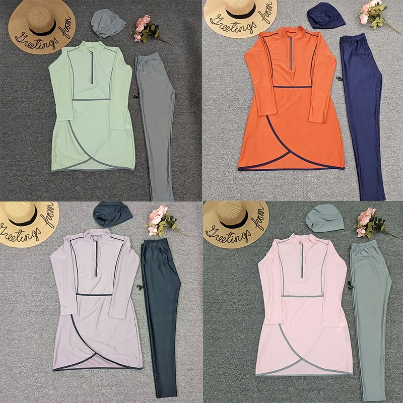 Muslim Modest Swimwear Hijab Swimsuit Women Swimming Suit Cover Ups Burkini Hijabs For Woman Islamic Long Sleeve Bathing Swim