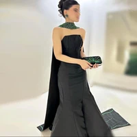 قال شارون-حورية البحر السوداء فساتين السهرة العربية مع وشاح للنساء ، فساتين مطرزة فاخرة للزفاف ، حفلة رسمية ، دبي ، SS421 1