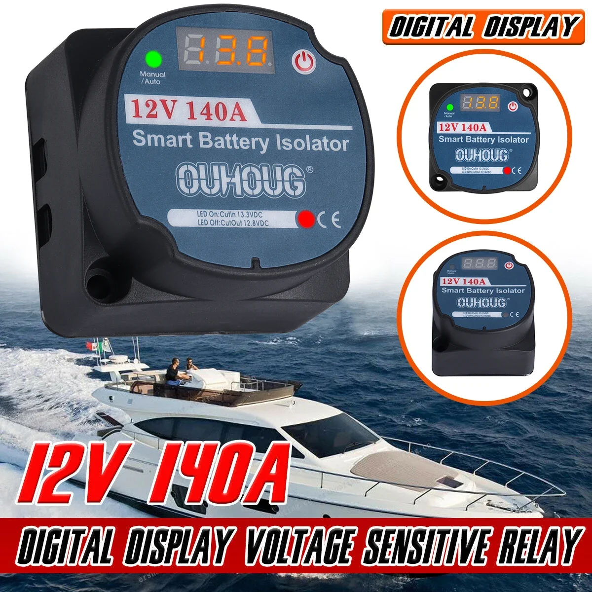 Battery Isolator Car Start Relay Updated Digital Led Voltage Sensitive Relay 12v 140a Split Charge Vsr Campers Van Smart Isolator Interior Replacement Parts