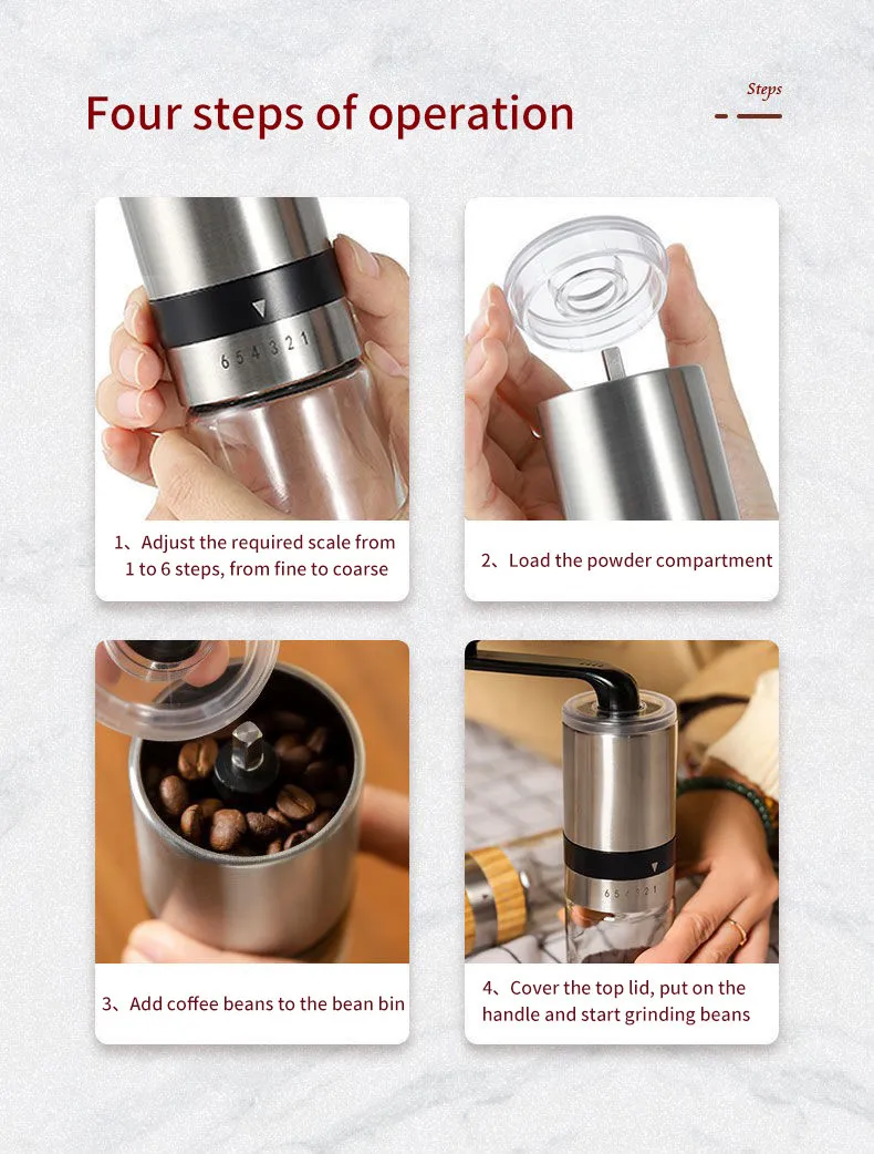 CAMPINGMOON Molinillo De Café Manual Para Acampar De Acero Inoxidable Pequeno Cc 115