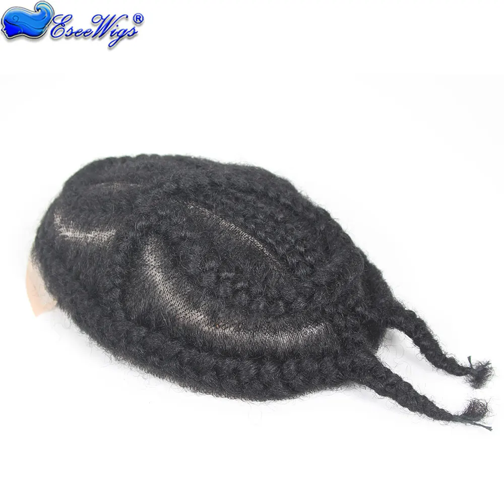 8 Cornrow Braids Afro Braids Male Hair Prosthesis V Eight Strand Braids Toupee for Men and Women Breathable Full Lace Human Hair