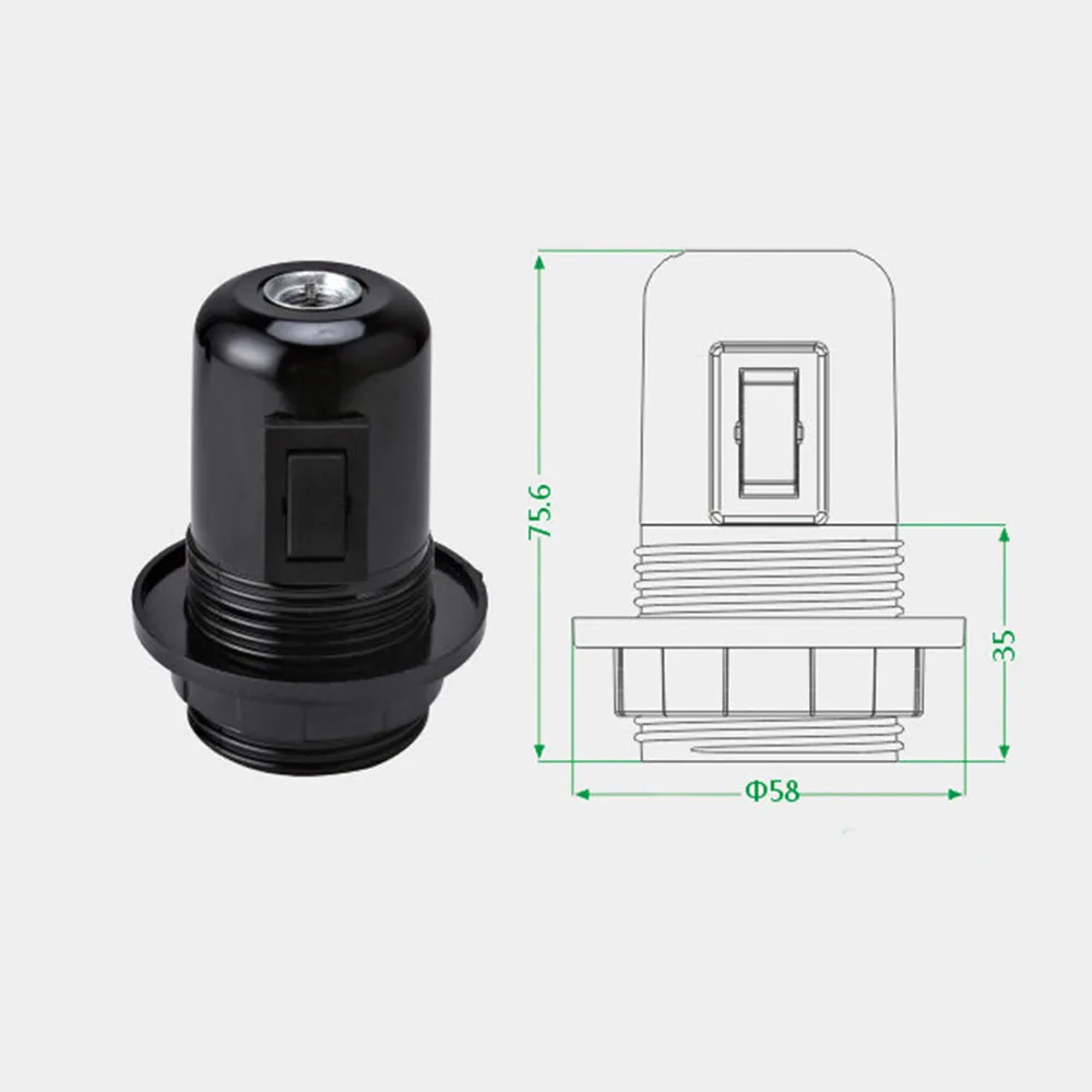 E27 Bakelite Self-locking Light Body with Zipper Switch Lamp Base E27 Full Tooth Lamp holder with Push Button 1pcs bakelite lamp holder