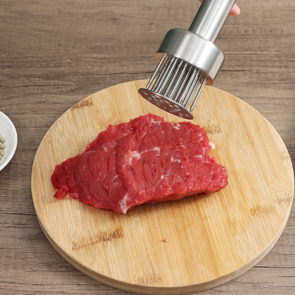 

Игла Tenderizer для мяса с 21 очень острыми лезвиями из нержавеющей стали, нежный молоток для мяса для говяжьих стейков, кухонные инструменты для ...