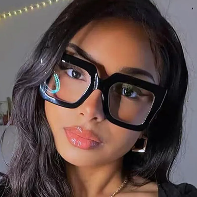 Large Square Frame Anti-Blue Light Reading Glasses Retro Luxury Brand Designer Black Eyeglasses Computer Transparent Eyewear 4