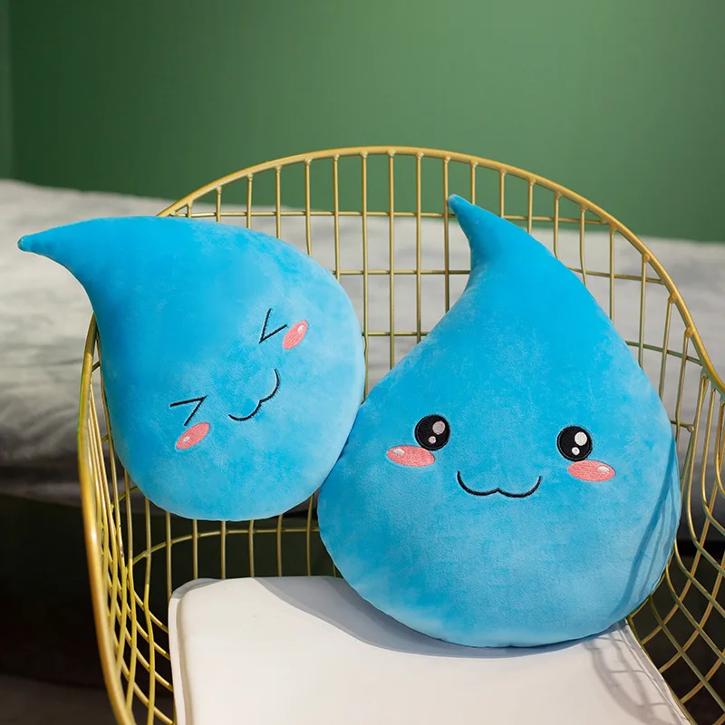 Kawaii Waterdrop Moon Plush Pillow Stuffed Smiling Shy Face Decor Plushie Neck Support for Cot Sofa Chair 2