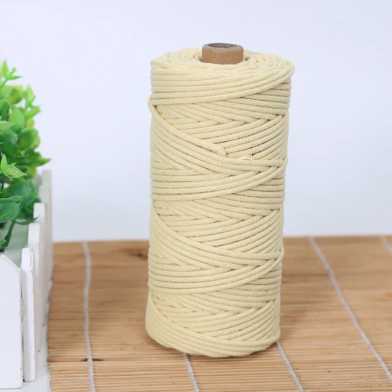 3mm 100M Macrame Cord Cotton Rope String Crafts DIY Colored Thread Cord Twisted Twine Handmade Sewing Home Wedding Decoration