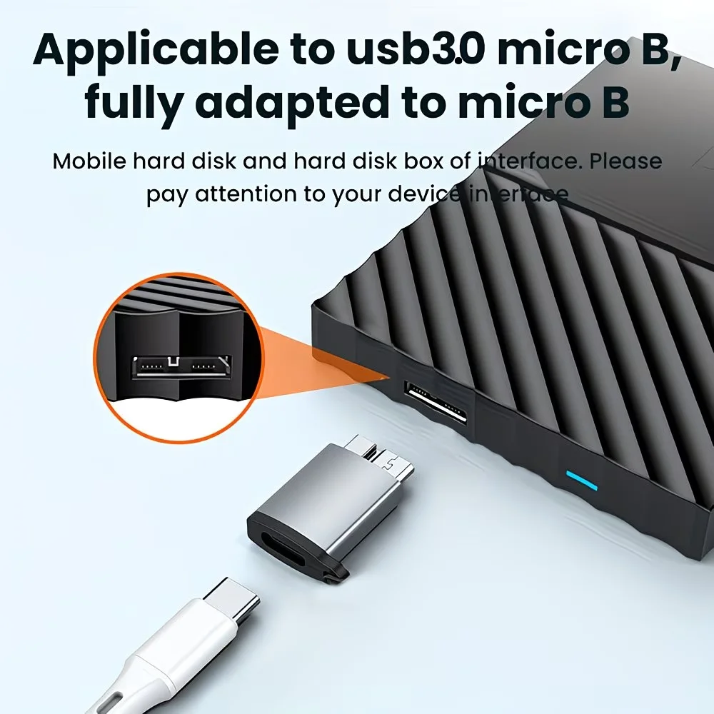 USB C 3.0 마이크로 B 남성-타입 C 여성 어댑터, 타입-C-마이크로 B 커넥터, 노트북 외장 하드 드라이브 디스크 박스, 삼성 S5용