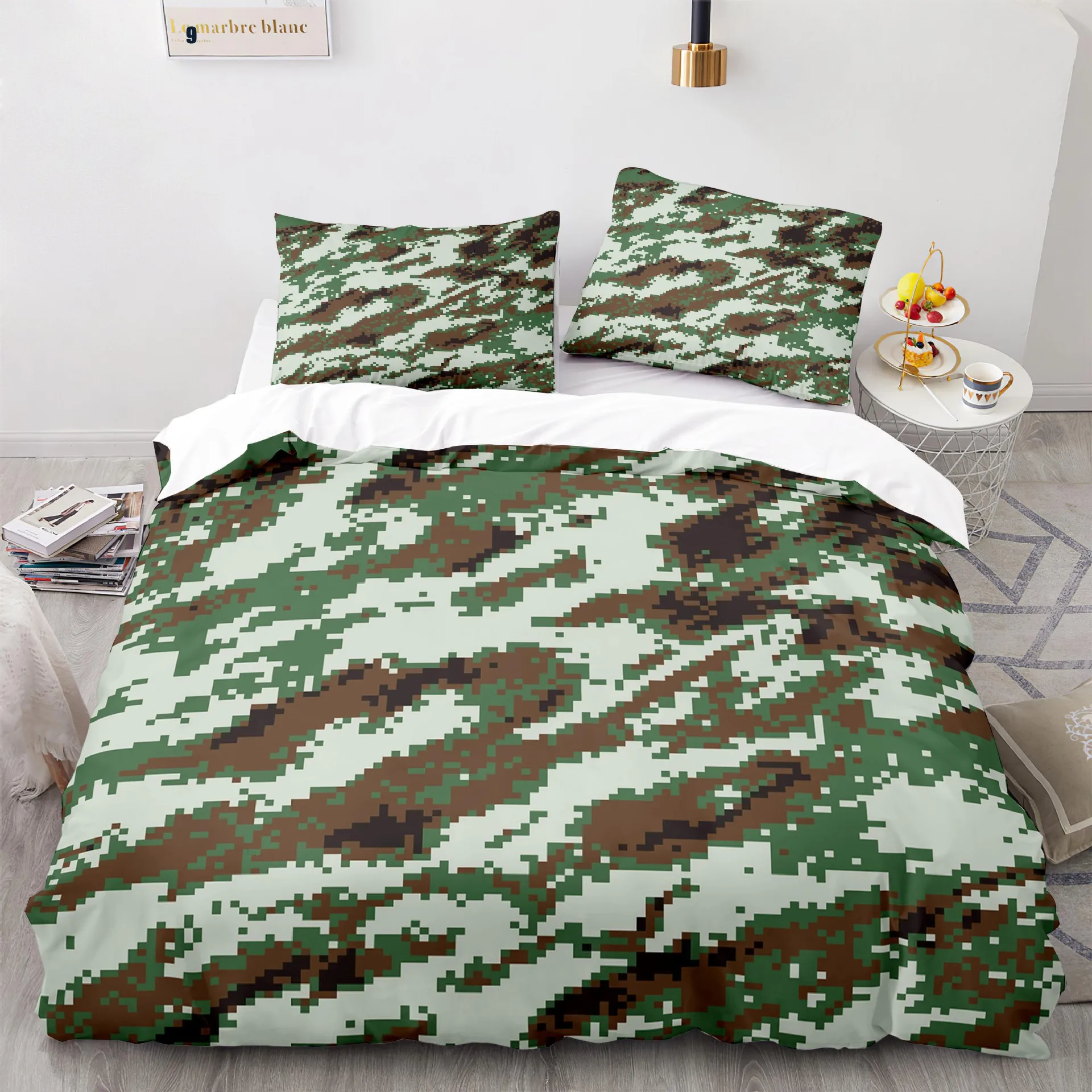 Army Green Duvet Cover Fashion Camouflage Style Bedding Set Home