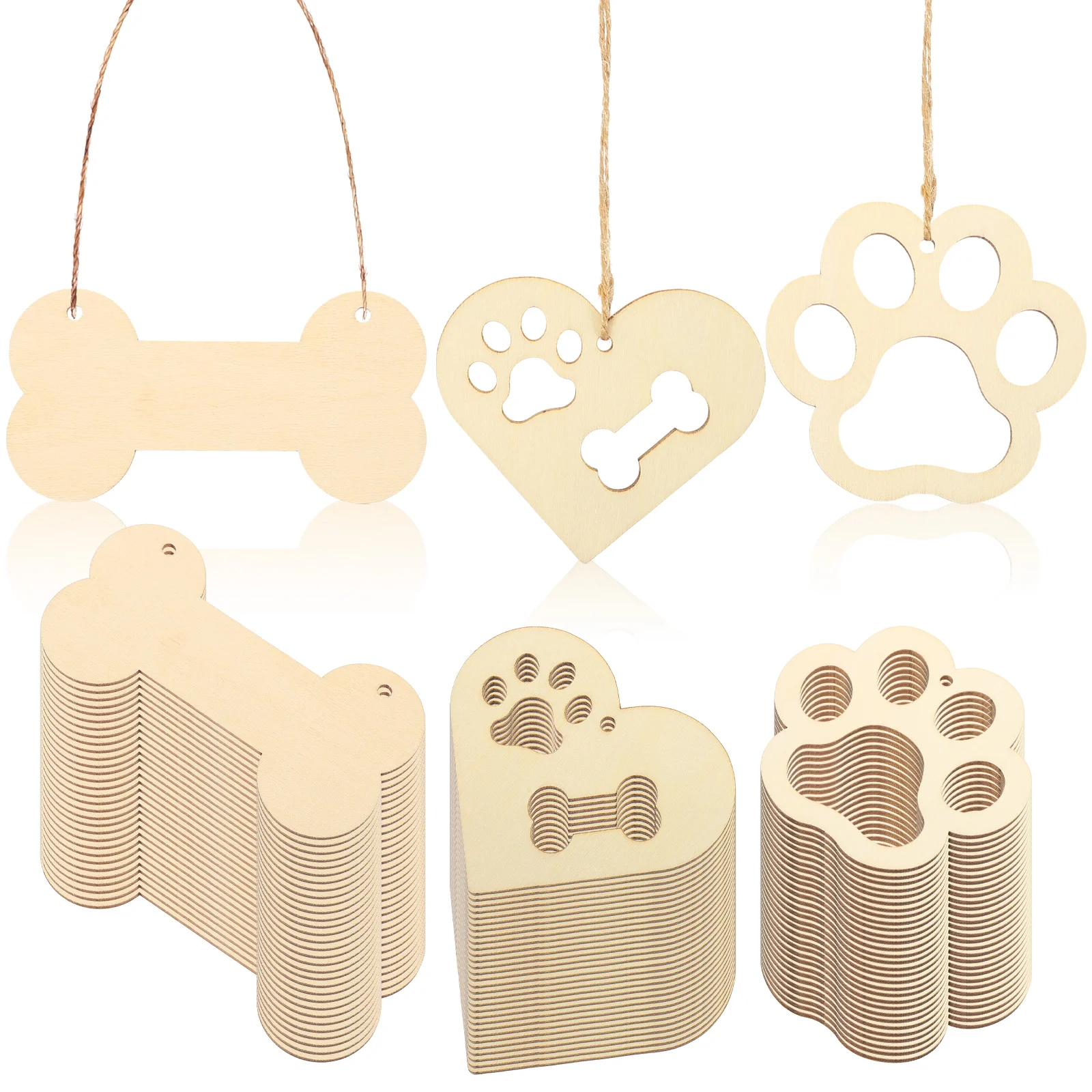 

DIY Creative Wood Chips Message Cards Glass Decor Listing Tags Home Blank Sign Dog Bone Wooden Cutouts Gift Price