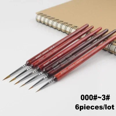 Model DIY Pen Pointed Painting Brush Outline Pen Combo For Assembly Model Building Military Tool Model Tools 6pieces /lot 000#~3#