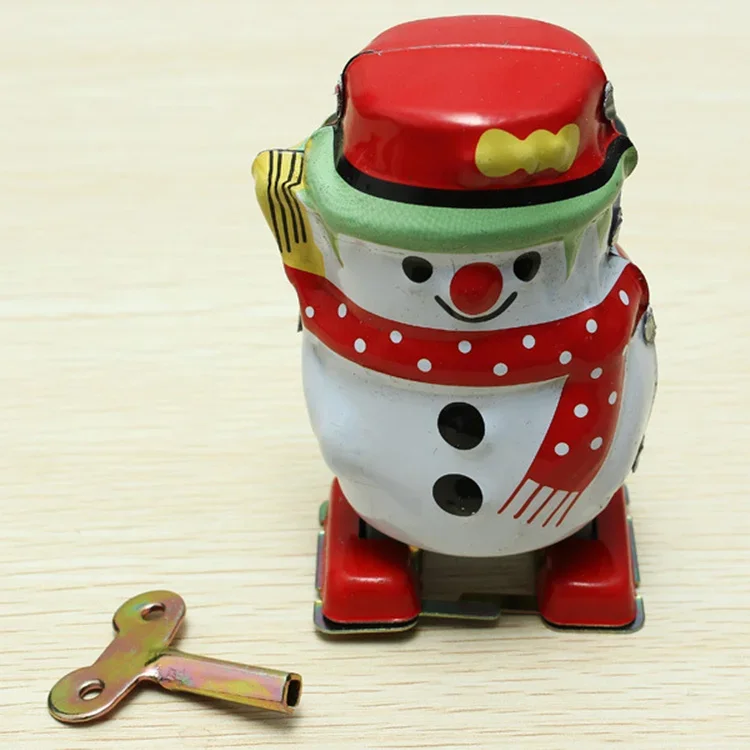 

[Funny] Adult Collection Retro Wind up toy Metal Tin Pull back waiking The Snowman toys snow man Mechanical toy Clockwork toy