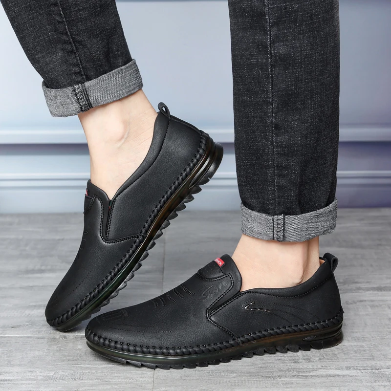 Men Business Casual Shoes 2024 Solid Color Driving Loafer Slip-On Shoes Breathable Men Designer Sneaker Rubber Sole Sewing Shoes