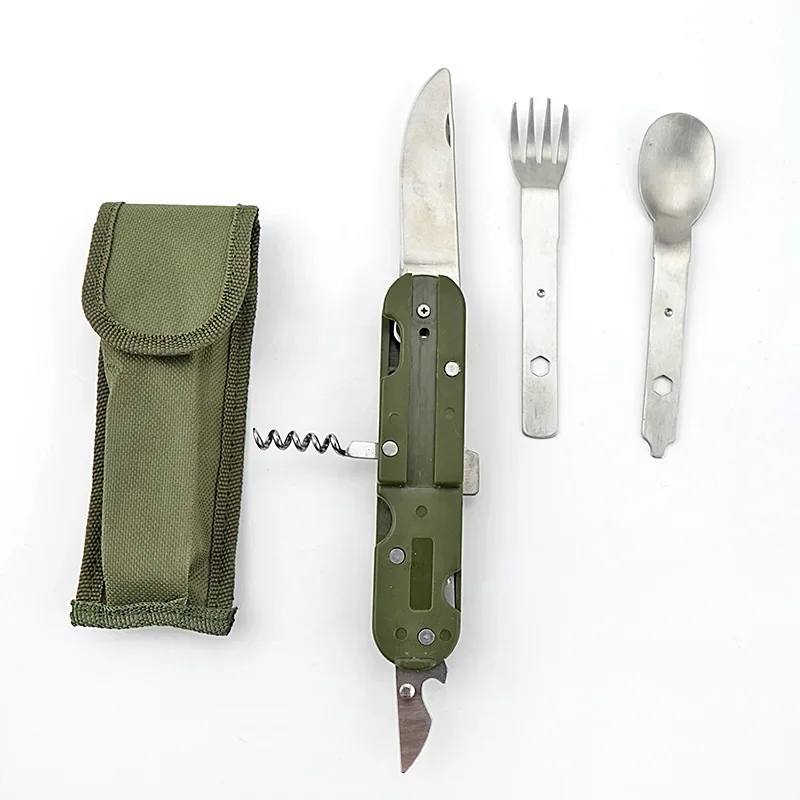 Knife Camping Equipment Fork Novelty Camping Supplies Bottle Opener Nature Hike Portable Tableware Bushcraft Fold Hiking Gadgets