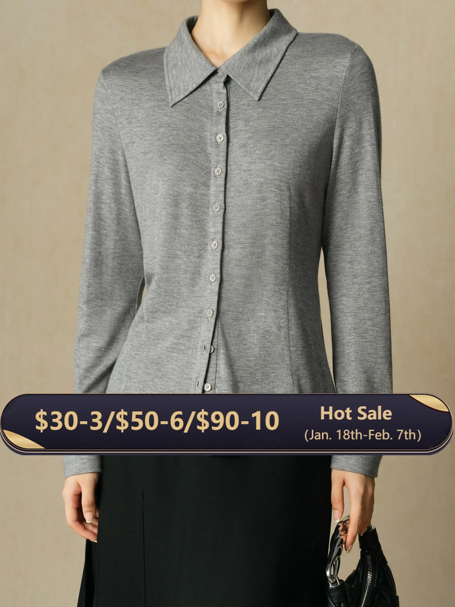 DUSHU Plus Size Office Lady Wave Point Grey Dress 2024 Autumn New Sweet Square Neck Women Casual Loose Dress 24DS83315
