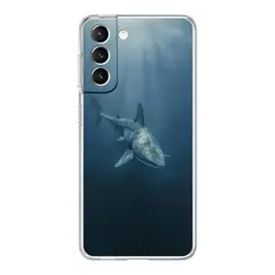 Ocean Whale Shark Swim Design Soft Clear Phone Case for Samsung S21Ultra (B9)