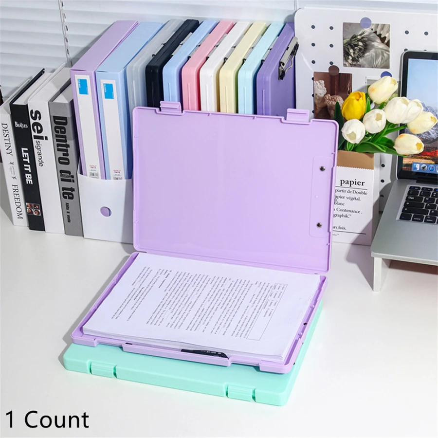 Multi-Functional A4 Clipboard Document Holder-File Organizer with Sturdy Acrylic Board Clip for Office, School 1pc