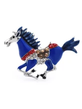  Wuli&baby Running Horse Brooches For Women Unisex Blue Enamel Steed Horse Animal Party 