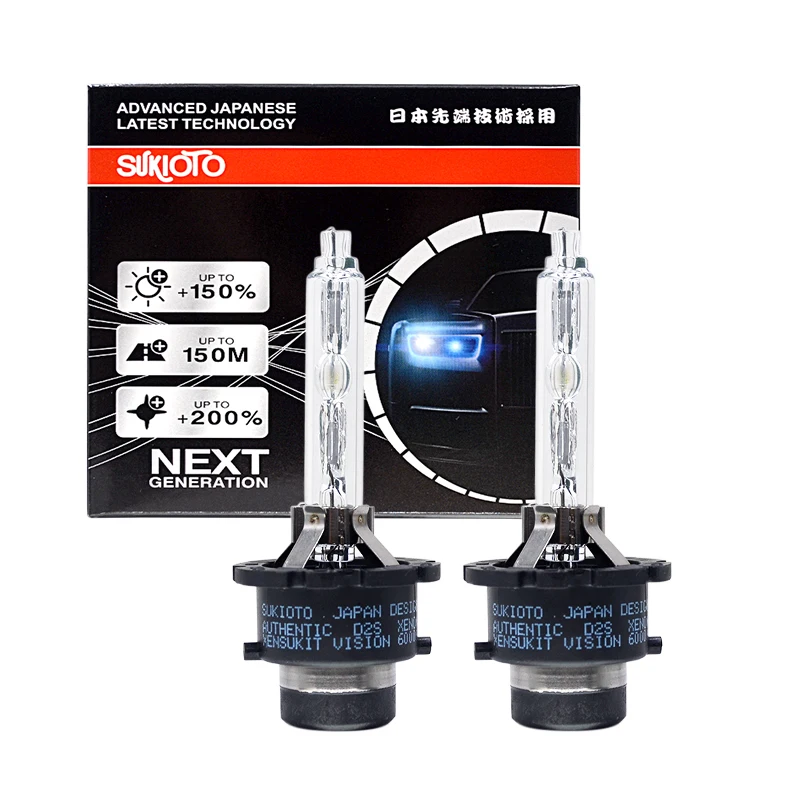 2PCS SUKIOTO GENUINE D4R 66450 35W 6000K D4S HID Xenon Bulb 66240 D2S Car Headlight Hi/low Beam Lamp 55W D2R D2S Xenon Light