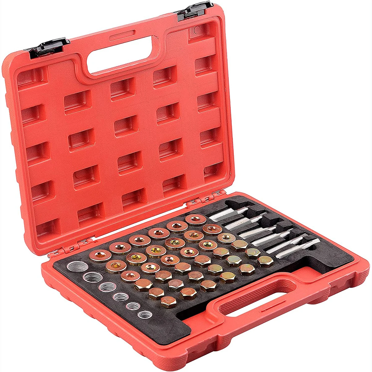114-Piece Oil Pan Drain Plug Thread Repair Tool Kit - Sump Plug Key & Thread Tools