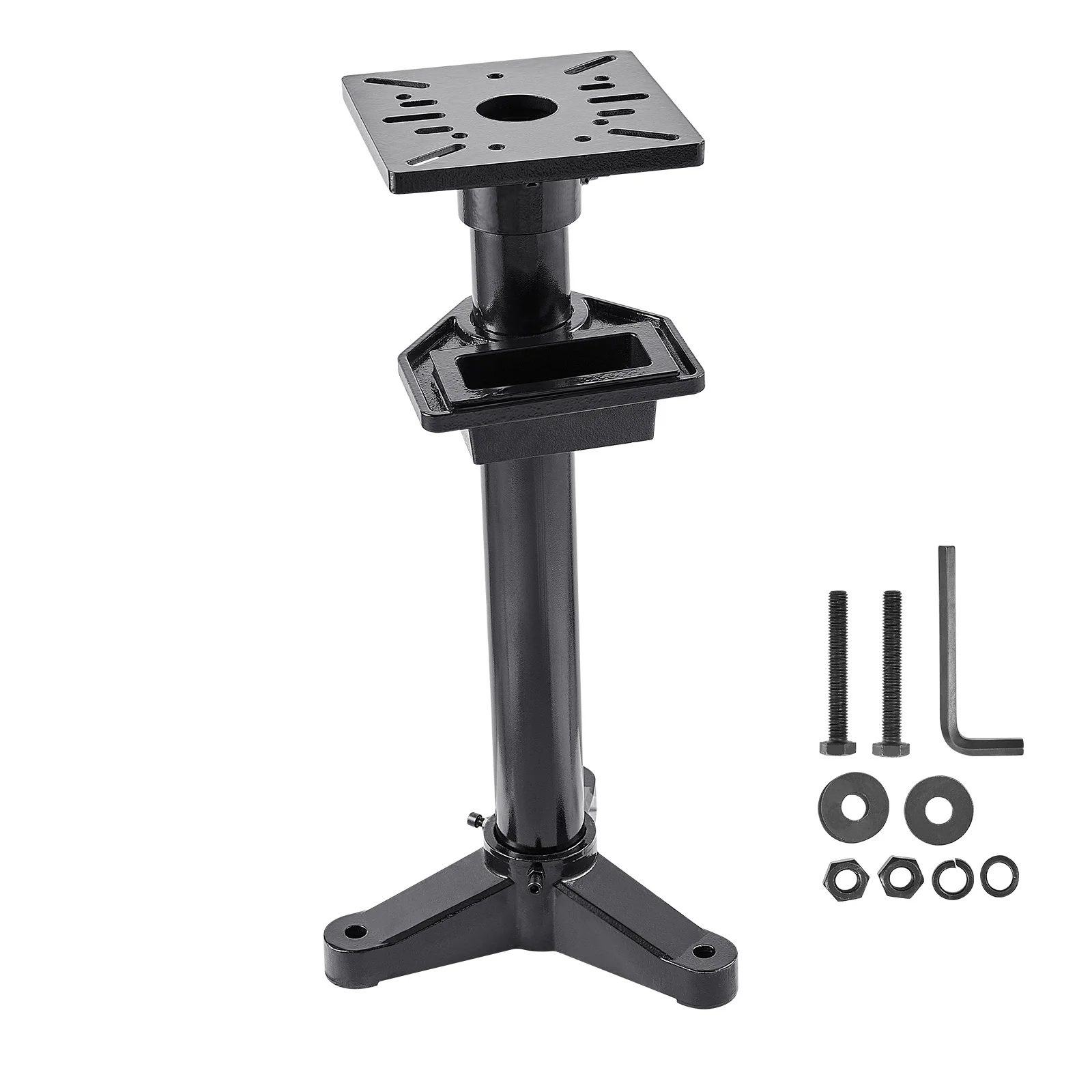 SucceBuy Bench Grinder Stand Bench Grinder and Vise Floor Pedestal with 10.6 in x 10.6 in Mounting Plate Pre-Cut Mounting Slots