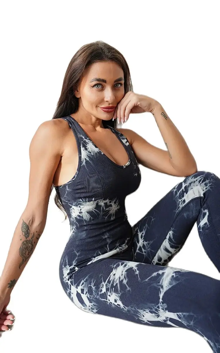 Women's Autumn Winter Breathable Integrated Fitness Exercise Tight Stretch Sexy Back Yoga Jumpsuit