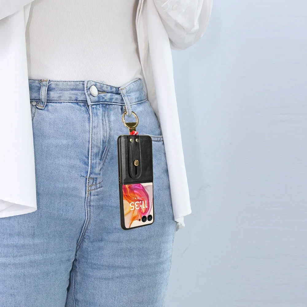 Luxury Leather Stand Case with Wristband and Ring Opener