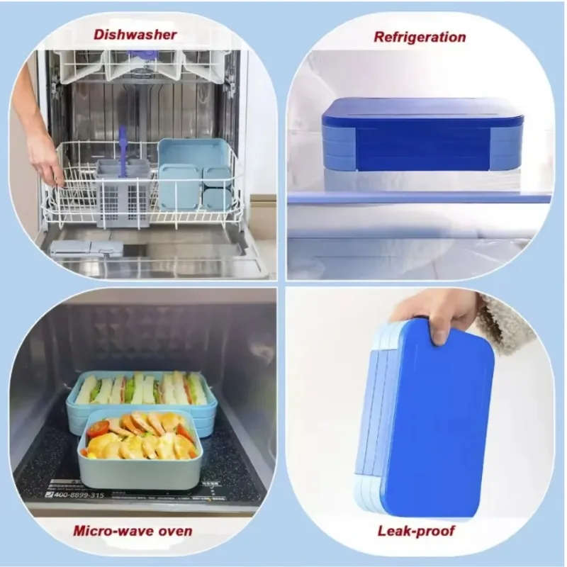 Lunch Box Leak Proof Bpa-free Bento Lunch Box for Multi-compartment Meal Planning Container for Work - 6