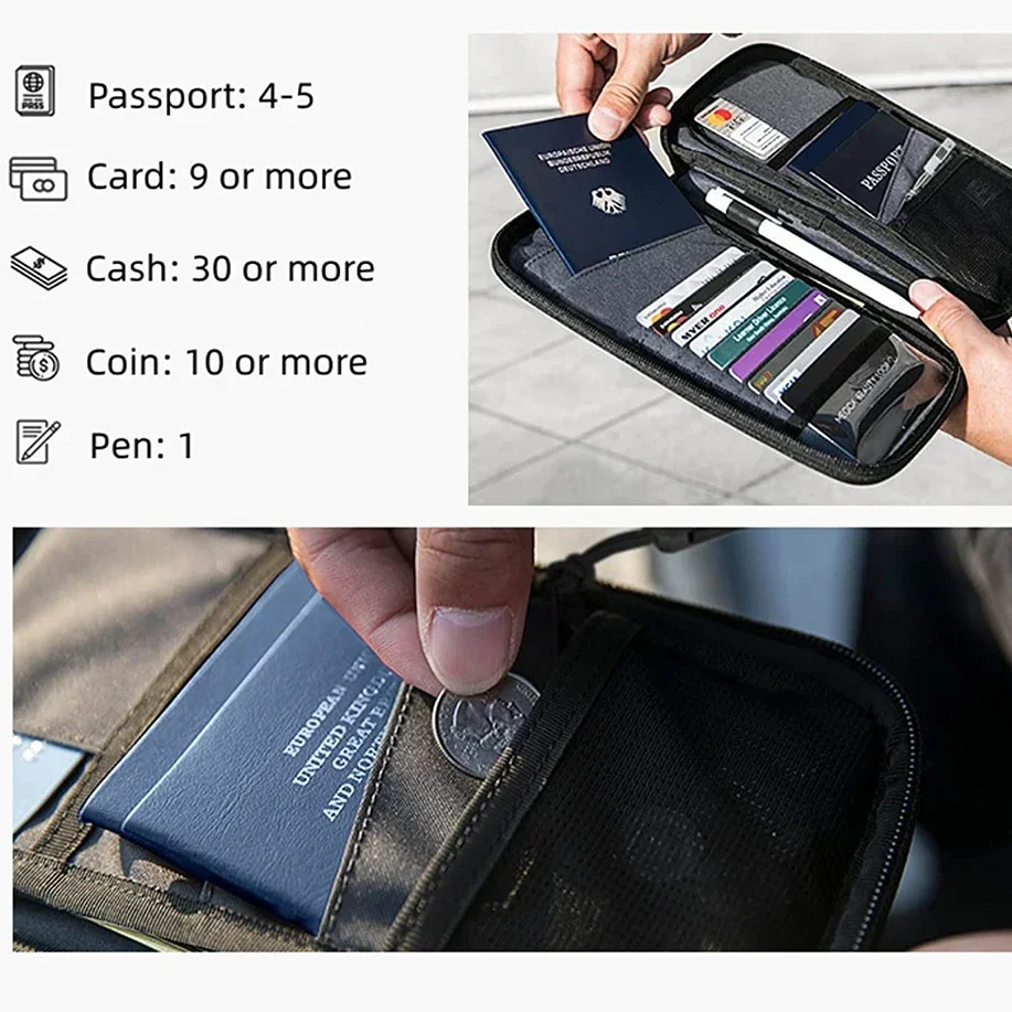 Durable & Waterproof RFID Travel Document Organizer and Passport Protector