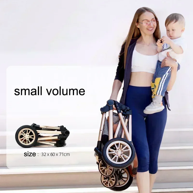 Luxury Baby Stroller 3 in 1 with Car Seat Portable Reversible High Landscape Baby Strollers Travel Pram poussette b&eacute;b&eacute; 3en1