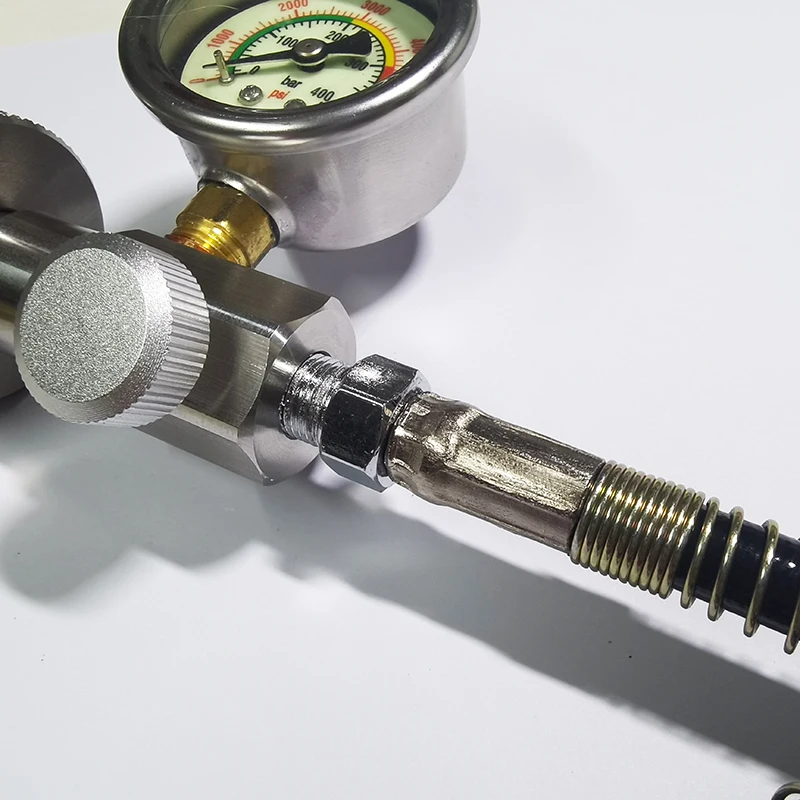 HPA Air Diving DIN G5/8 Connect Fill Station Filling Charging Adaptor Gauge Stainless Steel