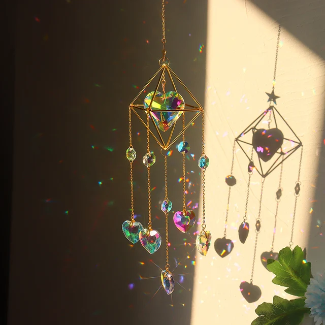 Suncatcher Crystal Moon Star Light Catcher Medálok Szélcsipogok Ablak Függő Csepp Szivárvány Prizma Otthoni Szélvédő Kerti Dekoráció - Image 6