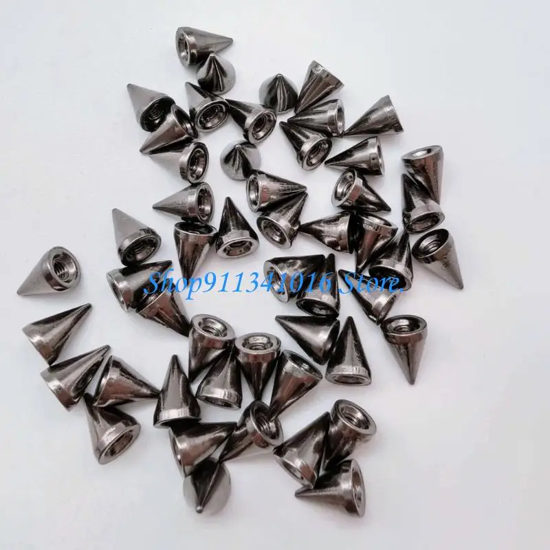 200Sets 가죽 공예 의류 가방에 대 한 실버 블랙 합금 펑크 스 터 드 신발 7x10mm 합금 스파이크 구멍 펀치와 리벳
