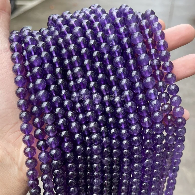 Wholesale Quality Natural Stone Amethysts Bead Round Loose Spacer Purple Crystal Bead For Jewelry Making Diy Bracelet Accessory 3