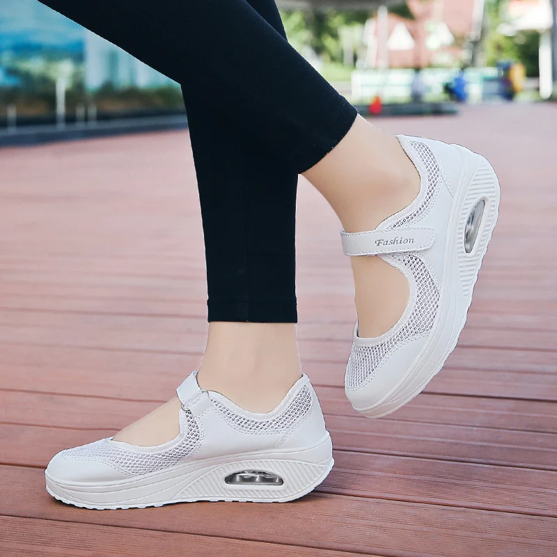 Women's Mesh Breathable Loafers Sneakers Solid Color Front Summer Walking Casual Shoes 6