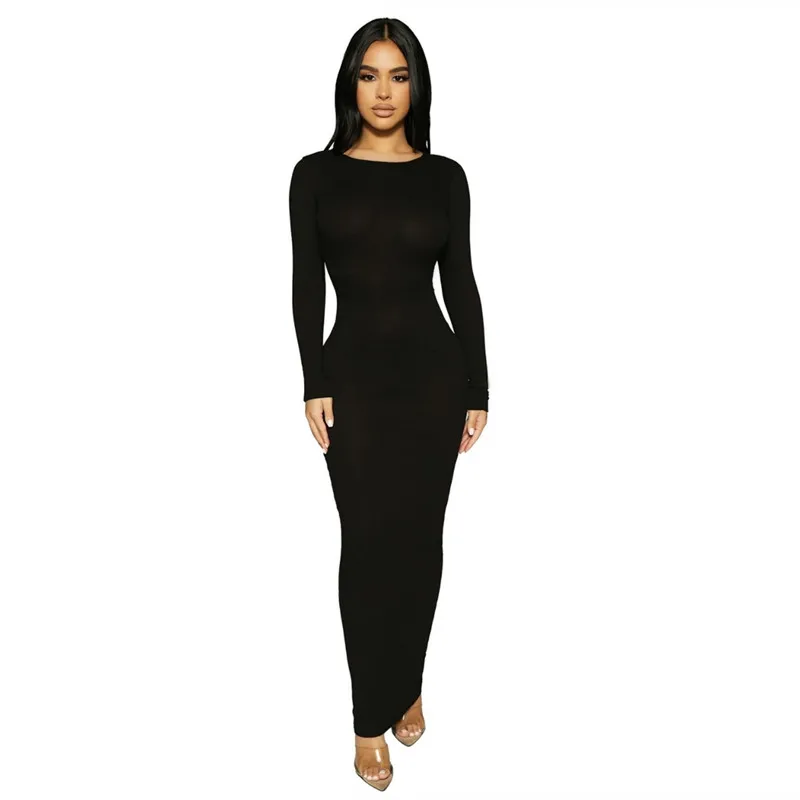 Inwoman Ribbed Knitted Summer Black White Maxi Dress Women 2021 Sexy Party Bodycon Long Dress Sundress Ladies Brown Wrap Dresses red dress Dresses