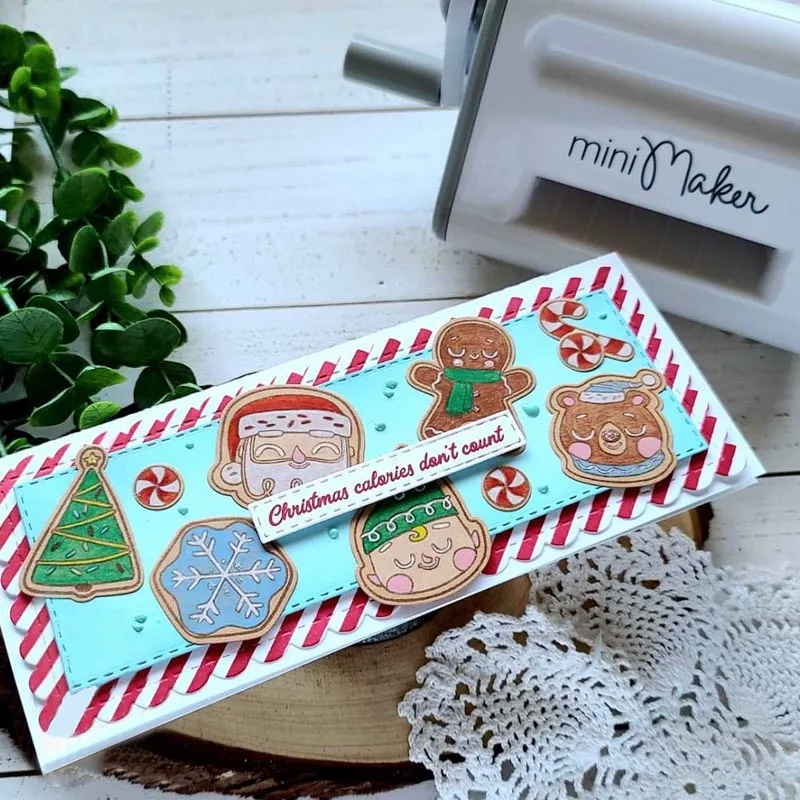 Christmas Gingerbread Man Candy Cane Cookies Cutting Dies Sweet Wishes Clear Stamps for DIY Scrapbooking Paper Craft Cards