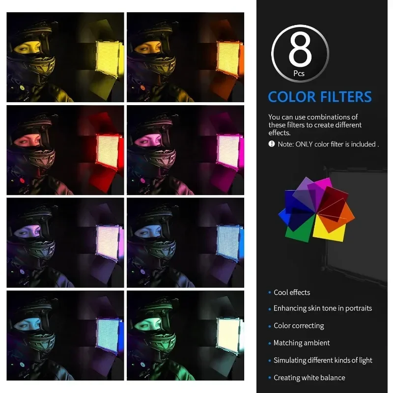 8팩 조명 컬러 필터 660 LED 비디오 조명용 8개의 컬러 보정 필터