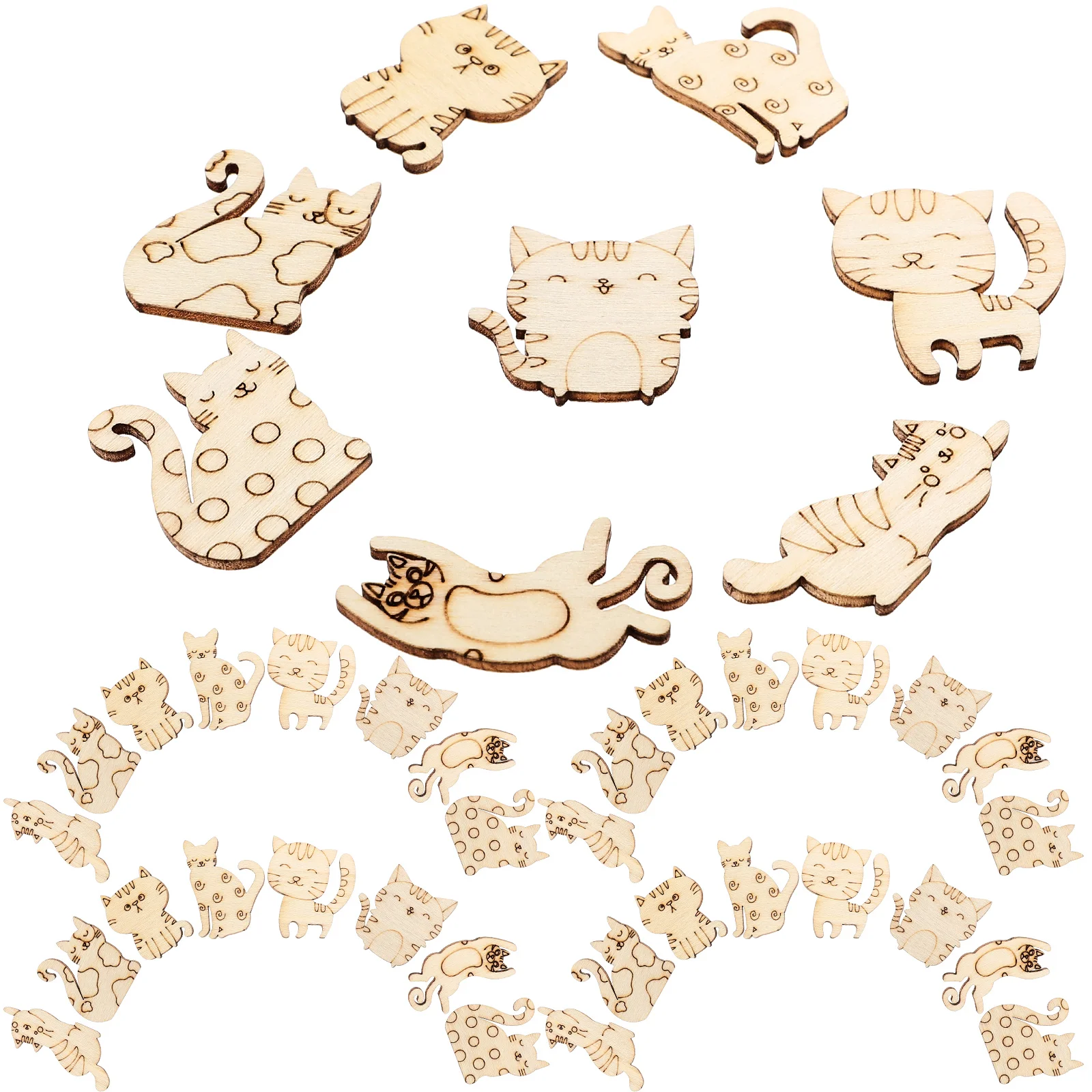 

Unfinished Cat Shaped Cutouts Diy Wooden Kitten Slices Blank Wooden Animal Pieces Graffiti Wooden Crafts Coloring Painting