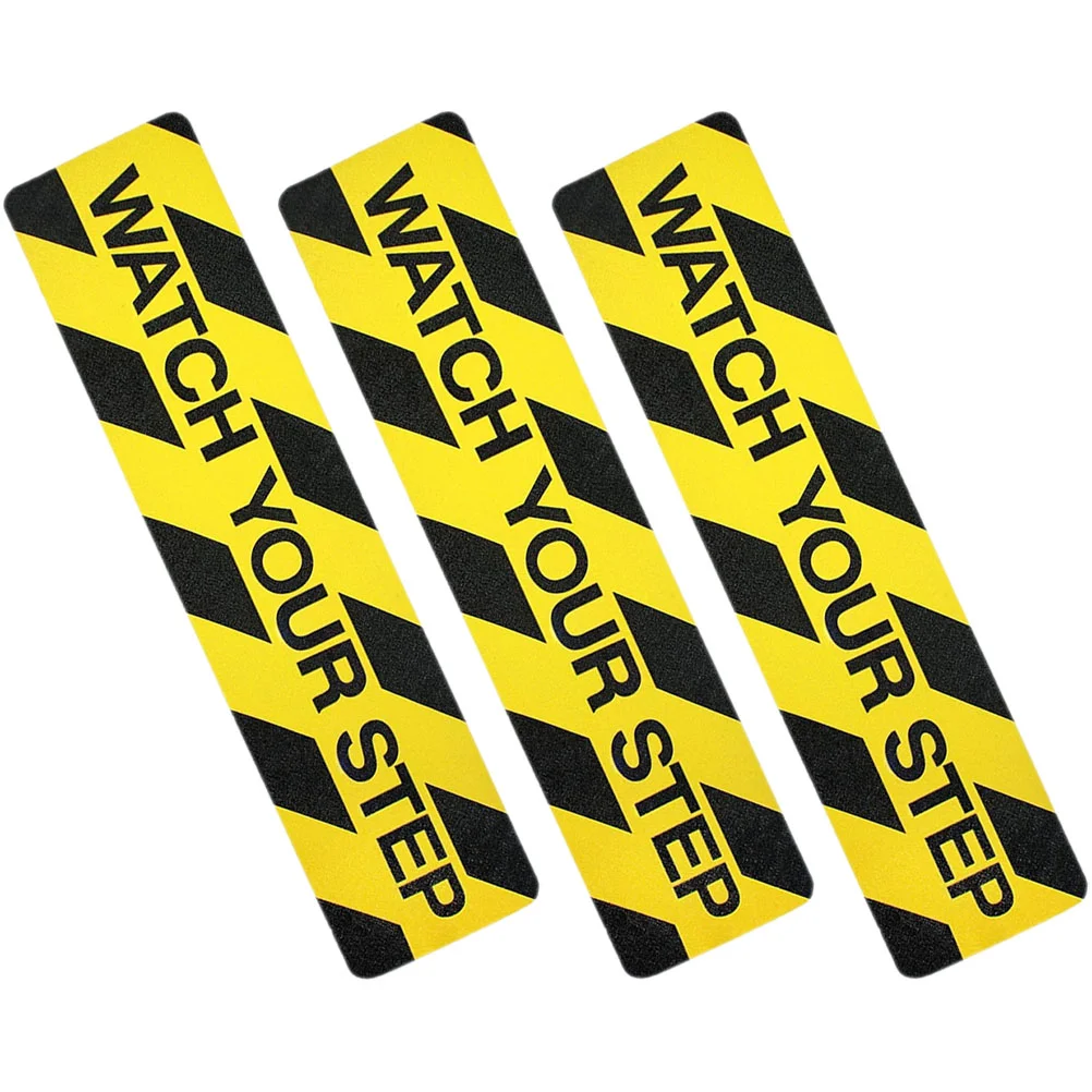 2 Pcs Anti Slip Tape Watch Your Step Warning Signs Safety Stickers Roadway Tape Steps Caution Wet Floor Sign Yellow