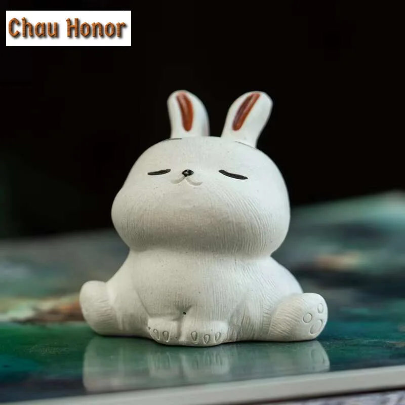 Creative Yixing Purple Clay Cute Zodiac Rabbit Tea Pet Can Raise Tea Tray Small Ornaments Chinese Handmade Tea Set Decoration