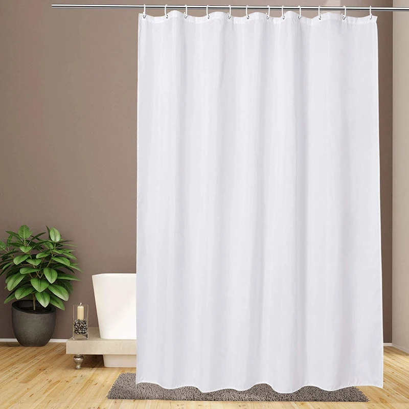 Shower Curtains White shower curtain 180 x 180 cm fabric shower lining waterproof and mildewproof 12 grommet holes