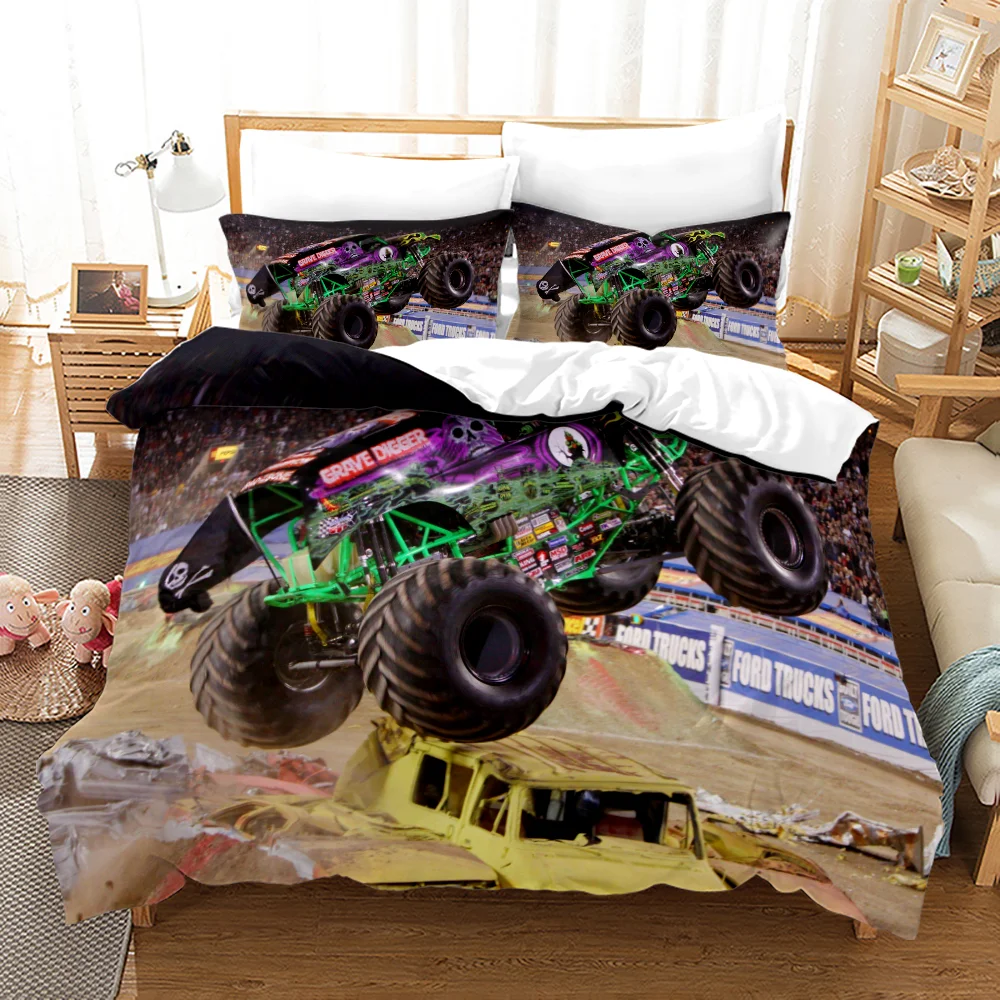 Monster Jam Bedding Set Single Twin Full Queen King Size Monster Jam F1 Bed Set Aldult Kid Bedroom Duvetcover Sets 3D Print 022 4