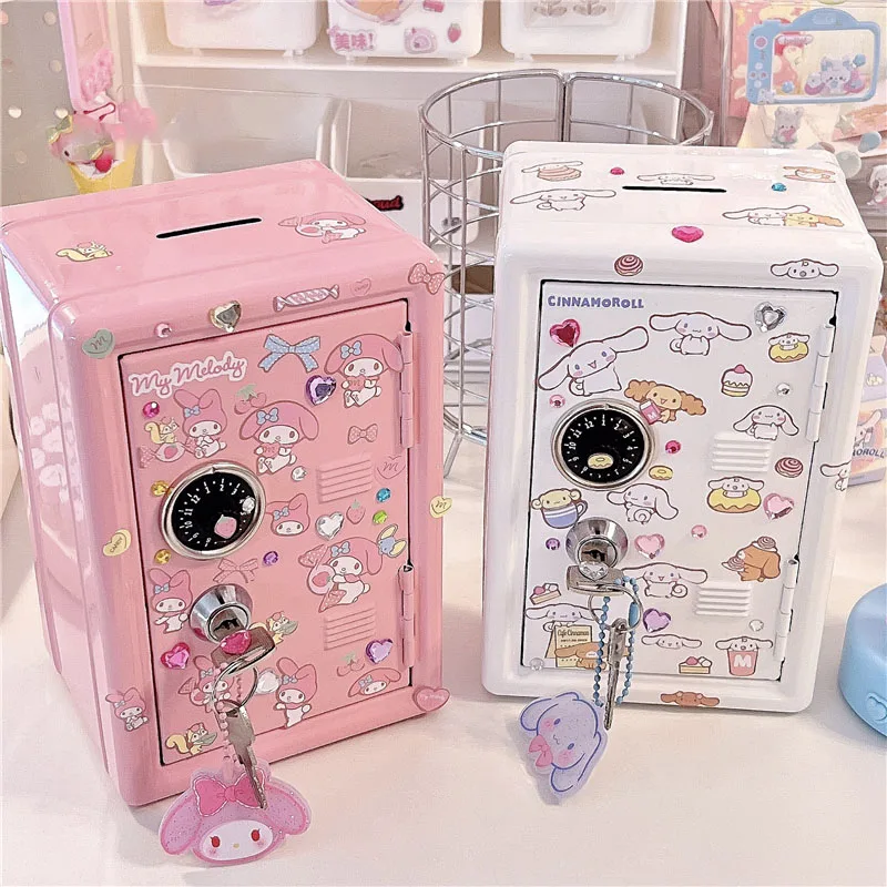 

Cinnamoroll My Melody Sanrio Plush Kawaii Cartoon Cute Iron Deposit Box Safe Anime Plush Toys for Girls Kids Toys Birthday Gift