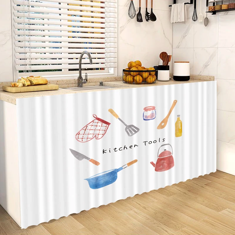 No Punching Cabinet Curtains Velcro Curtain Decorative Wardrobe Bookcase Curtain Cupboard Covering Cloth for Kitchen 5