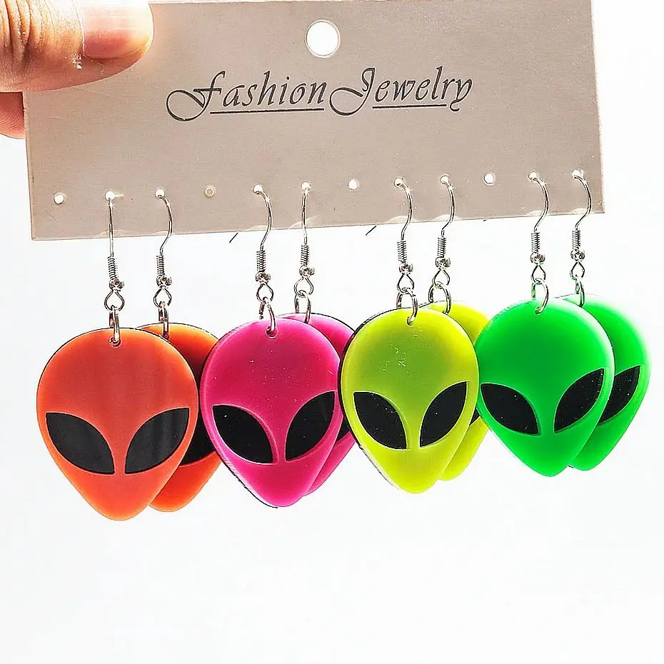 TIANBANGSHI Orecchini Pendenti UFO E Alieni In Acrilico - Divertenti E Originali Per Donne E Ragazze, Glitter, Regalo A Tema Spazio