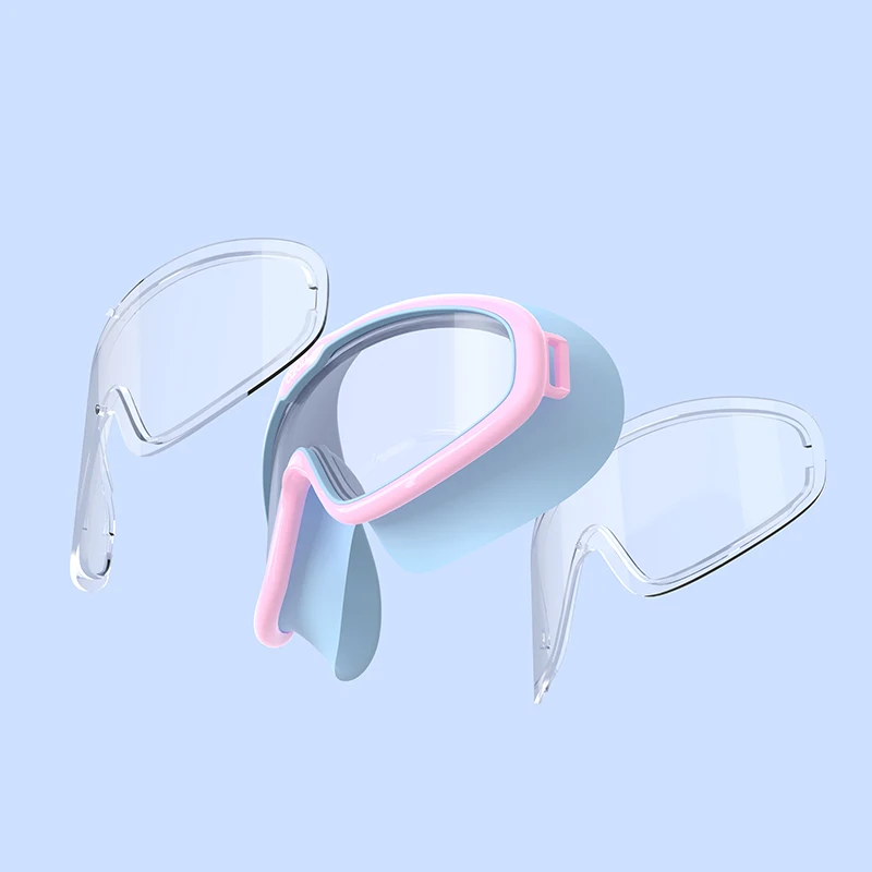 Children Adjustable Swimming Goggles Big Frame  Anti Fog Swimming Glasses Outdoor UV Protection Swim Eyewear with Goggles Case 5